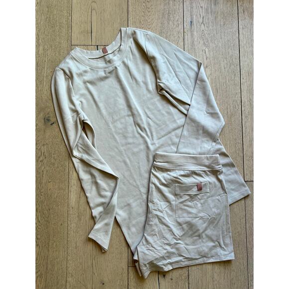 NWOT Lunya Restore Short Set in Warm Beige Size LARGE - Picture 4 of 8